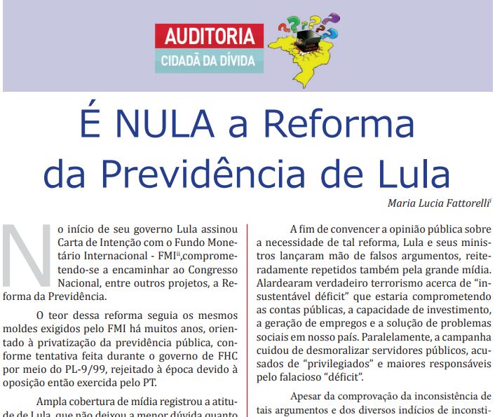 É NULA a Reforma da Previdência de Lula