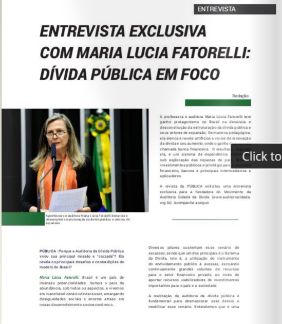 Revista Pública: Entrevista exclusiva com Maria Lucia Fattorelli – dívida pública em foco