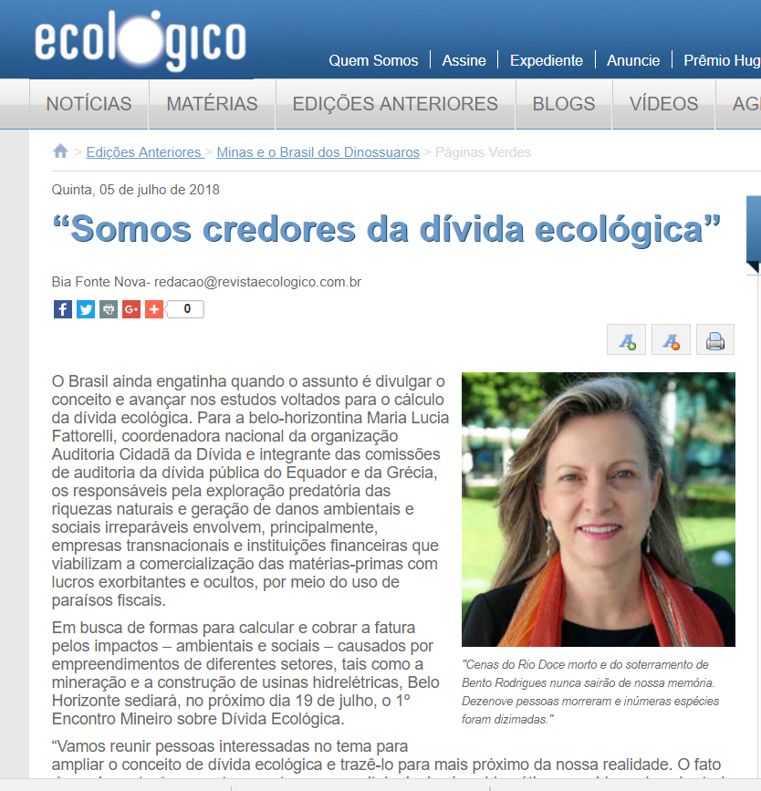 Revista Ecológico: “Somos credores da dívida ecológica”, com Maria Lucia Fattorelli