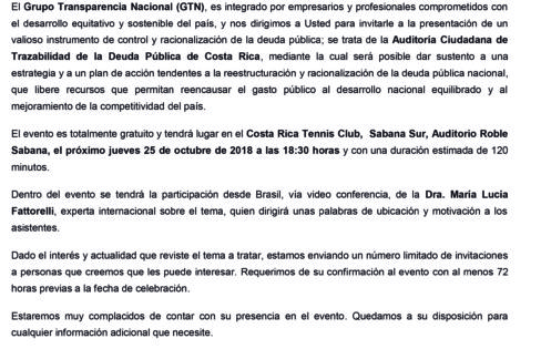 Auditoria Cidadã é convidada para participar de debate sobre a Dívida Pública na Costa Rica Auditoria Cidadã é convidada para participar de debate sobre a Dívida Pública na Costa Rica