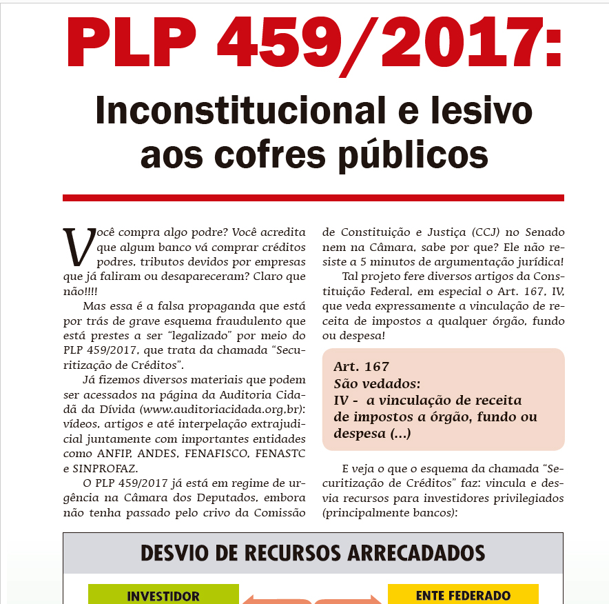 PLP 459/2017: Inconstitucional e lesivo aos cofres públicos