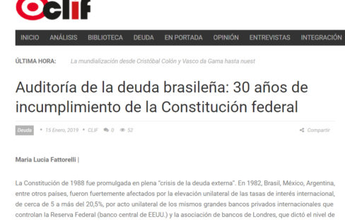 Artigo: “Auditoría de la deuda brasileña: 30 años de incumplimiento de la Constitución federal” Artigo: “Auditoría de la deuda brasileña: 30 años de incumplimiento de la Constitución federal”