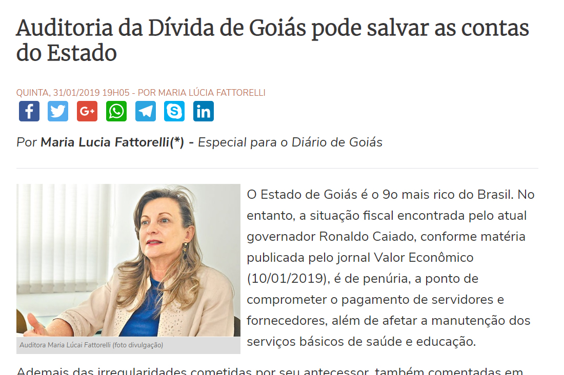 Diário de Goiás: “Auditoria da Dívida de Goiás pode salvar as contas do Estado”