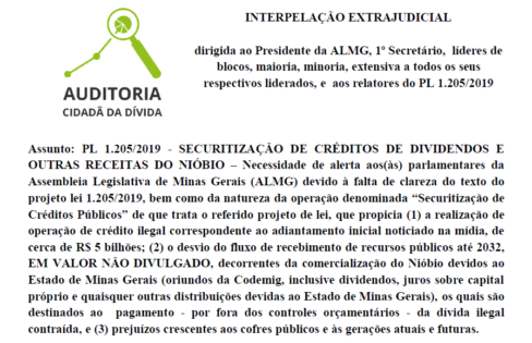 ACD entrega Interpelação Extrajudicial na Assembleia de Minas: CONTRA A SECURITIZAÇÃO DE CRÉDITOS DAS RECEITAS DO NIÓBIO! ACD entrega Interpelação Extrajudicial na Assembleia de Minas: CONTRA A SECURITIZAÇÃO DE CRÉDITOS DAS RECEITAS DO NIÓBIO!