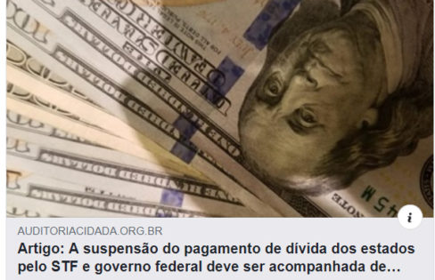 Revista Fórum: Auditoria Cidadã da Dívida defende suspensão do pagamento dos juros para “socorrer a calamidade do coronavírus” Revista Fórum: Auditoria Cidadã da Dívida defende suspensão do pagamento dos juros para “socorrer a calamidade do coronavírus”
