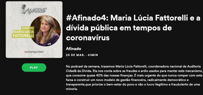 #Afinados4: Maria Lúcia Fattorelli e a dívida pública em tempos de coronavírus