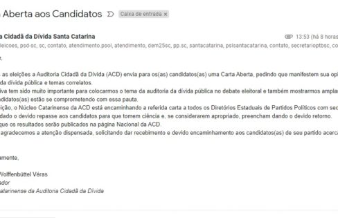 ACD/SC envia carta aos candidatos de Florianópolis ACD/SC envia carta aos candidatos de Florianópolis