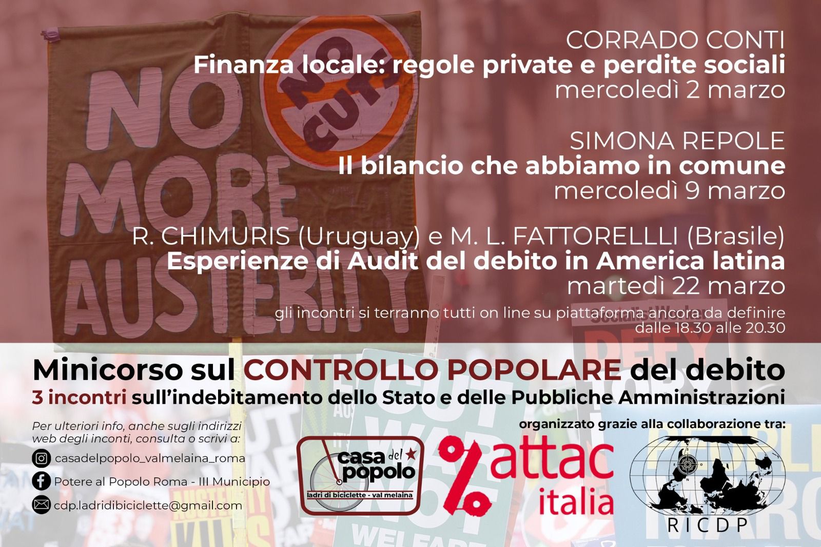 Fattorelli representa a Auditoria Cidadã da Dívida em minicurso italiano sobre a dívida pública