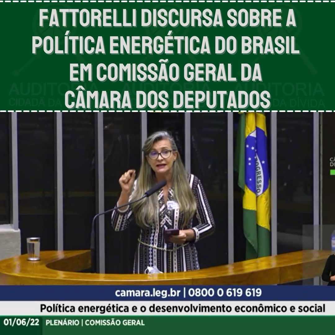 Fattorelli discursa sobre a política energética do Brasil em Comissão Geral da Câmara dos Deputados