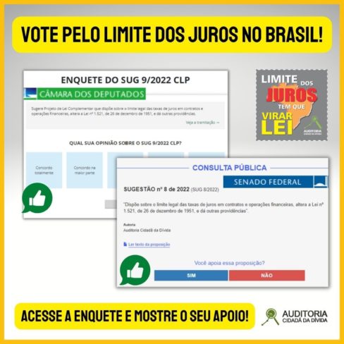Vote para limitar os juros no Brasil nas enquetes oficiais do Congresso