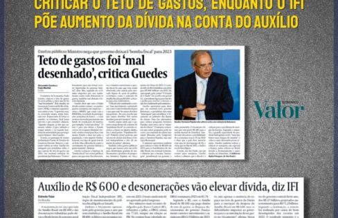 Em época de eleição, Guedes resolve criticar o teto de gastos, enquanto o IFI põe aumento da dívida na conta do auxílio