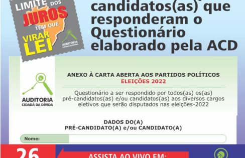 LIVE 26/9: Eleições 2022 – Live exclusiva para candidatos (as) que responderam o Questionário elaborado pela ACD