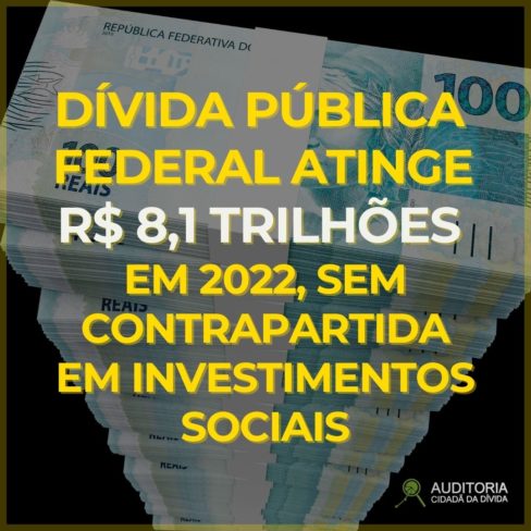 Dívida Pública Federal atinge R$ 8,1 TRILHÕES em 2022, sem contrapartida em investimentos sociais