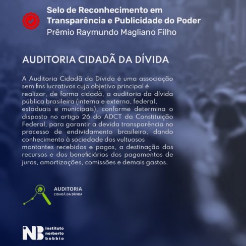 Auditoria Cidadã da Dívida recebe premiação do Instituto Norberto Bobbio (INB)
