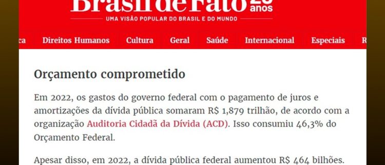 Brasil de Fato repercute dados da ACD em matéria sobre taxa de juros