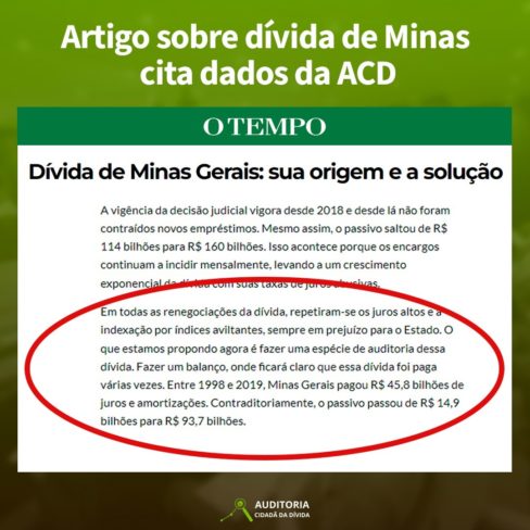 Artigo sobre dívida de Minas cita dados da ACD