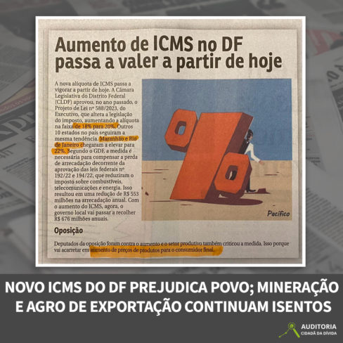 Novo ICMS do DF prejudica povo, mas mineração e agro de exportação continuam isentas