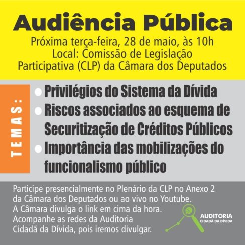 Participe online da Audiência Pública na terça-feira (28/05)