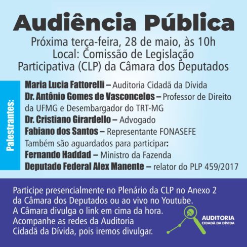 Participe da audiência pública da próxima terça-feira (28)