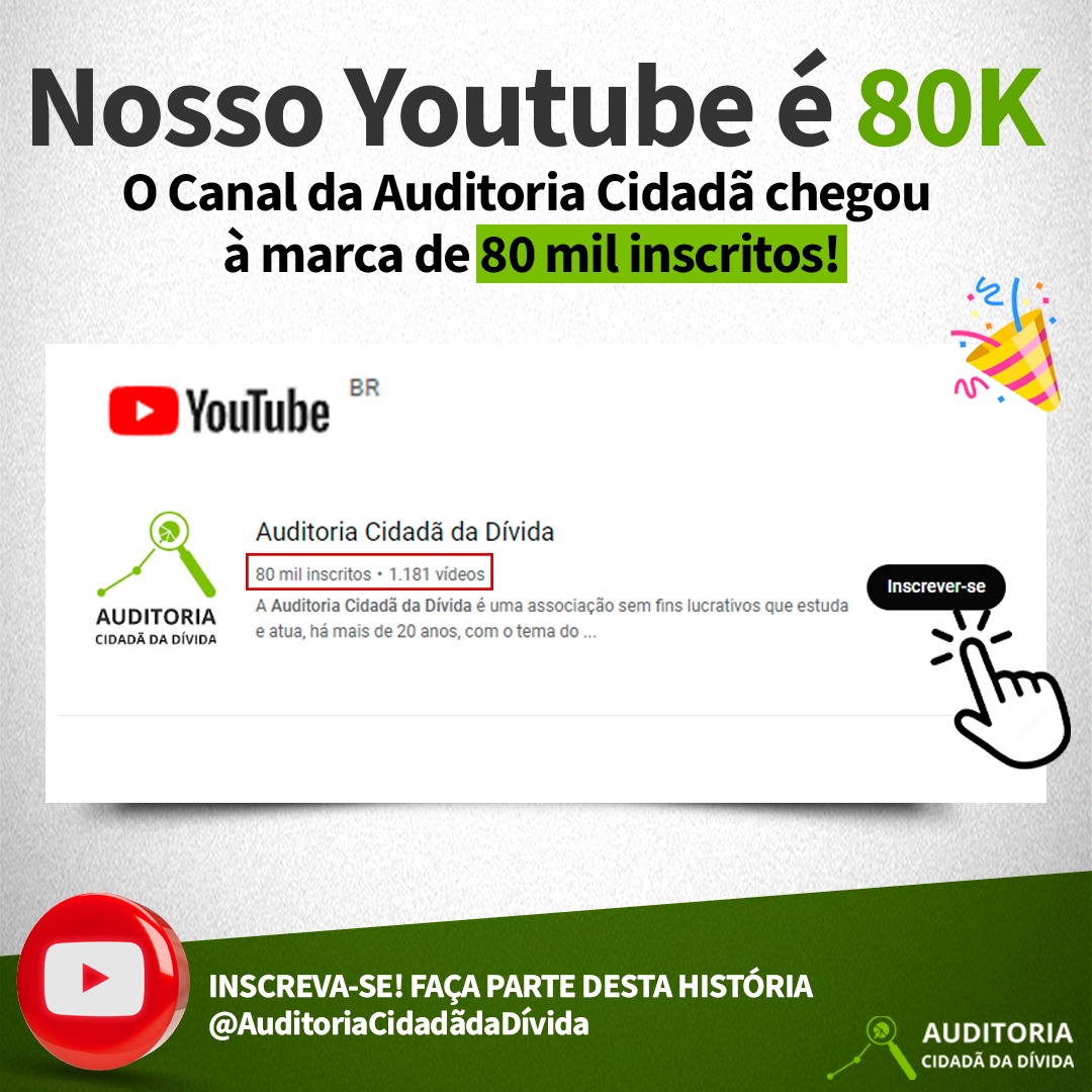 Canal da ACD no Youtube atinge marca dos 80 mil inscritos - Auditoria  Cidadã da Dívida