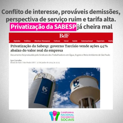 Privatização da SABESP em São Paulo já cheira mal