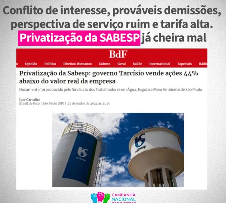 Privatização da SABESP em São Paulo já cheira mal