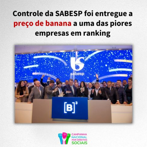 Controle da Sabesp foi entregue a uma das piores empresas de ranking