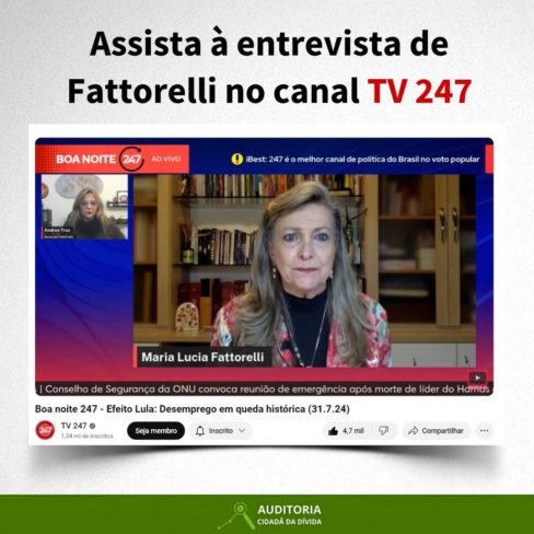 Maria Lucia Fattorelli é entrevistada pela TV 247