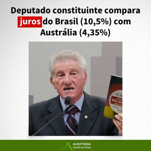 Deputado constituinte revela abismo entre baixos juros da Austrália em relação ao absurdo no Brasil