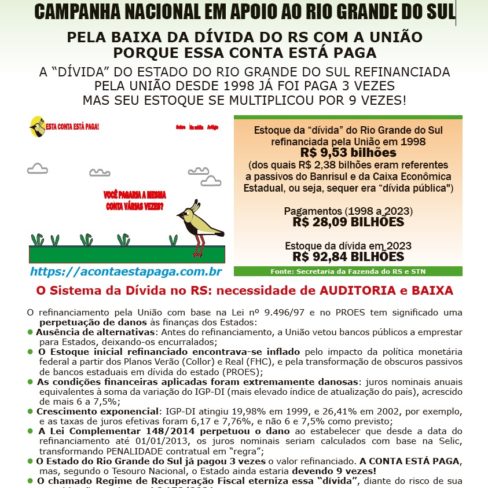 Folheto Campanha Nacional pela Auditoria e BAIXA da dívida do Rio Grande do Sul com a União