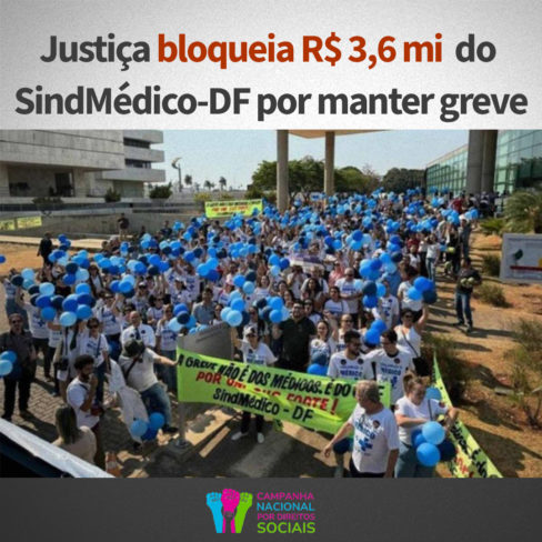 Justiça bloqueia R$ 3,6 milhões do SindMédico-DF por manter greve