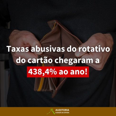 Taxas abusivas do rotativo do cartão chegaram a 438,4% ao ano