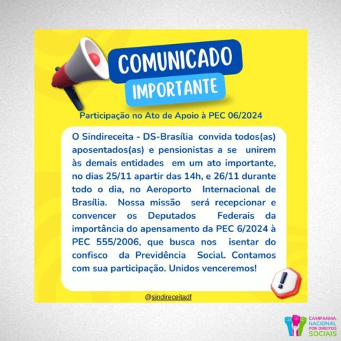 25/11 – Ato no Aeroporto de Brasília contra contribuição previdenciária de aposentados e pensionistas