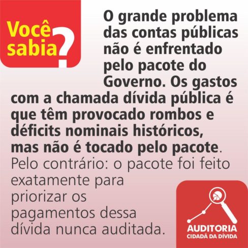 A chamada dívida pública, que provoca rombos e déficits históricos, não é tocada pelo pacote de corte de gastos