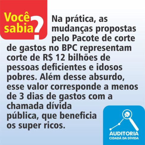 Mudanças propostas pelo Pacote de gastos representam corte de R$ 12 bi para pessoas deficientes e idosos