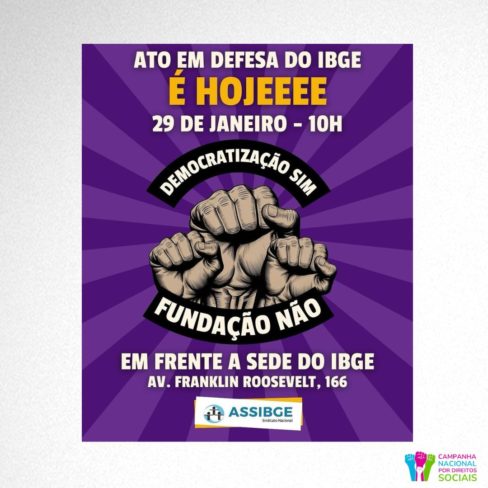 Ato em defesa do IBGE nesta quarta-feira (29). Participe!