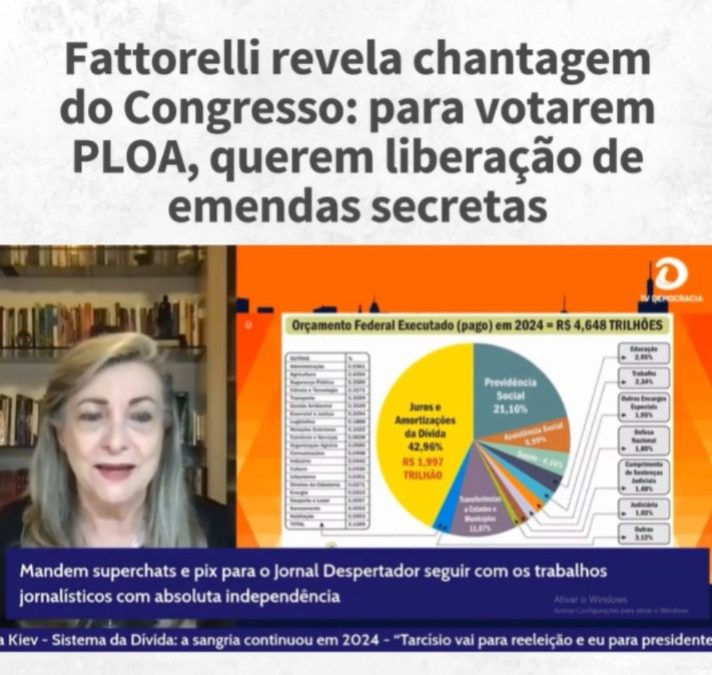 Fattorelli revela chantagem do Congresso: para votarem PLOA, querem liberação de emendas secretas