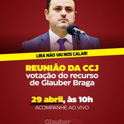 Acompanhe ao vivo votação do recurso do deputado federal Glauber Braga à CCJ da Câmara