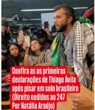 Ativista Thiago Ávila chega ao Brasil após ser deportado por Israel