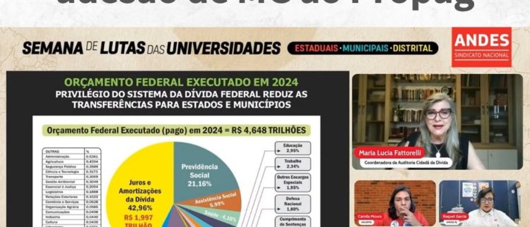 Em live ao canal do ANDES, Fattorelli aponta danos da adesão de MG ao Propag