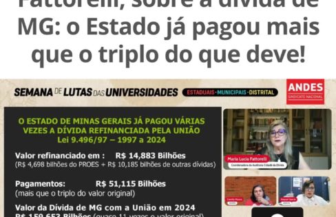 Fattorelli, sobre a dívida de MG: o Estado já pagou mais que o triplo do que deve!