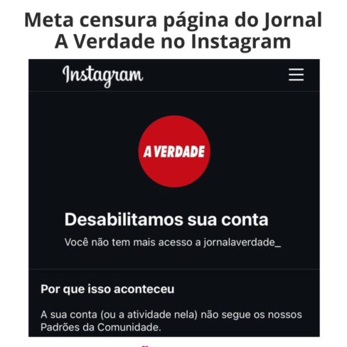 Meta censura página do Jornal A Verdade no Instagram