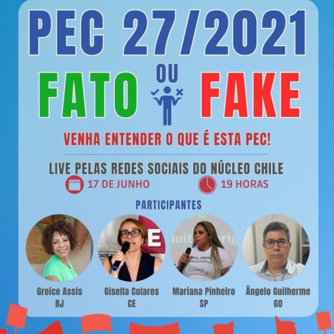 Live hoje: PEC 27/2021 – FATO ou FAKE? Venha entender tudo sobre a PEC