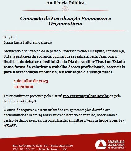 Com participação de Fattorelli, Audiência Pública de MG debate o papel do Auditor Fiscal