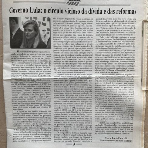 Informativo ASFAGRO “Governo Lula: o círculo vicioso da dívida e das reformas” –