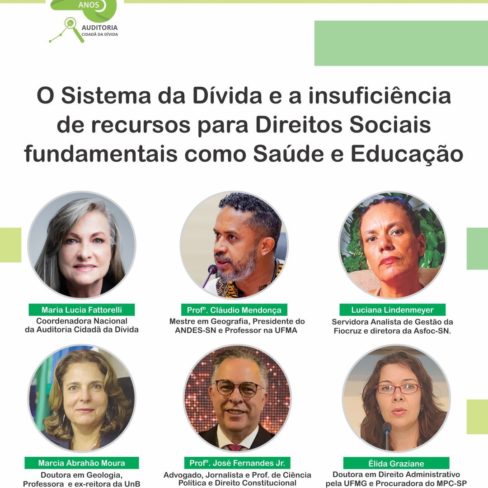 Mudanças na Live de hoje – O Sistema da Dívida e a insuficiência de recursos para Direitos Sociais como Saúde e Educação