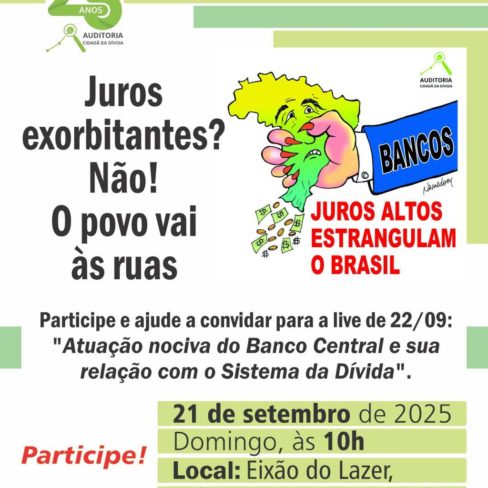 Todos contra os juros altos neste domingo, no Eixão!