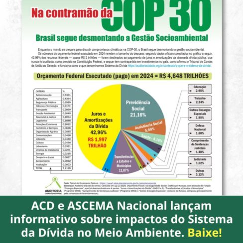 ACD e ASCEMA lançam informativo sobre impactos do Sistema da Dívida no Meio Ambiente