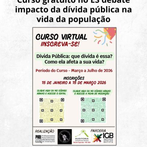 Curso gratuito no ES debate impacto da dívida pública na vida da população