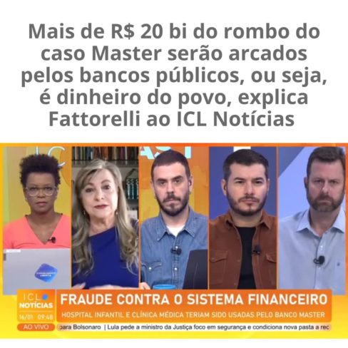Mais de R$ 20 bi do rombo do caso Master serão arcados pelos bancos públicos, ou seja, é dinheiro do povo, explica Fattorelli ao ICL Notícias